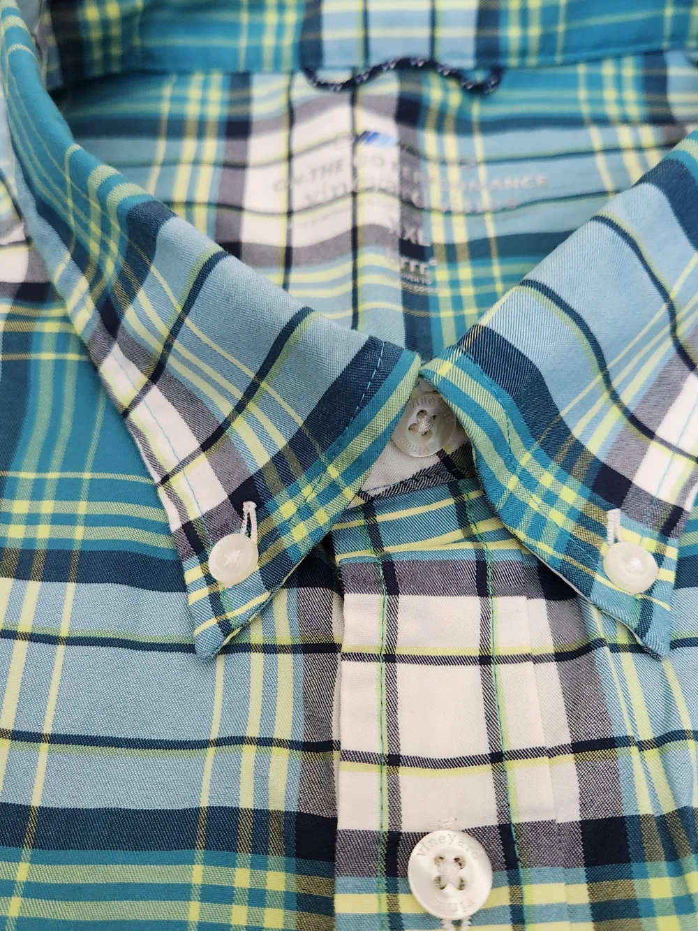 Vineyard Vines On The Go Performance Shirt Men’s 2XL Green Madras Plaid Brrr